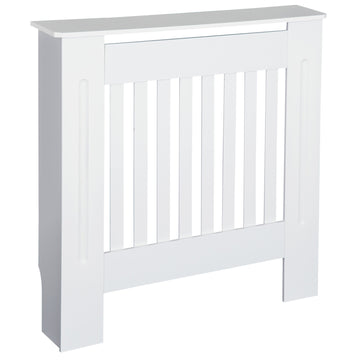 MDF Radiator Cover Wooden Cabinet Shelving Home Office Vertical Slatted Vent White 78L x 19W x 81H