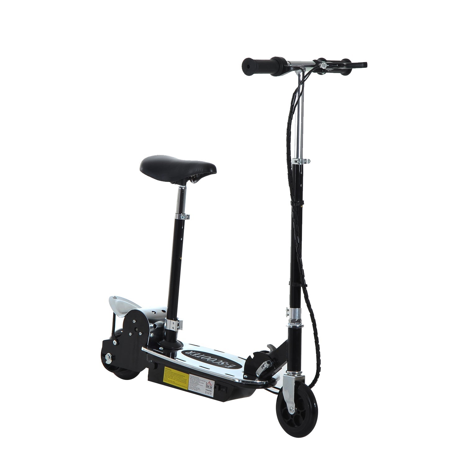 120W Foldable Powered Scooters with 24V Rechargeable Battery, Adjustable Ride on Toy (Black)