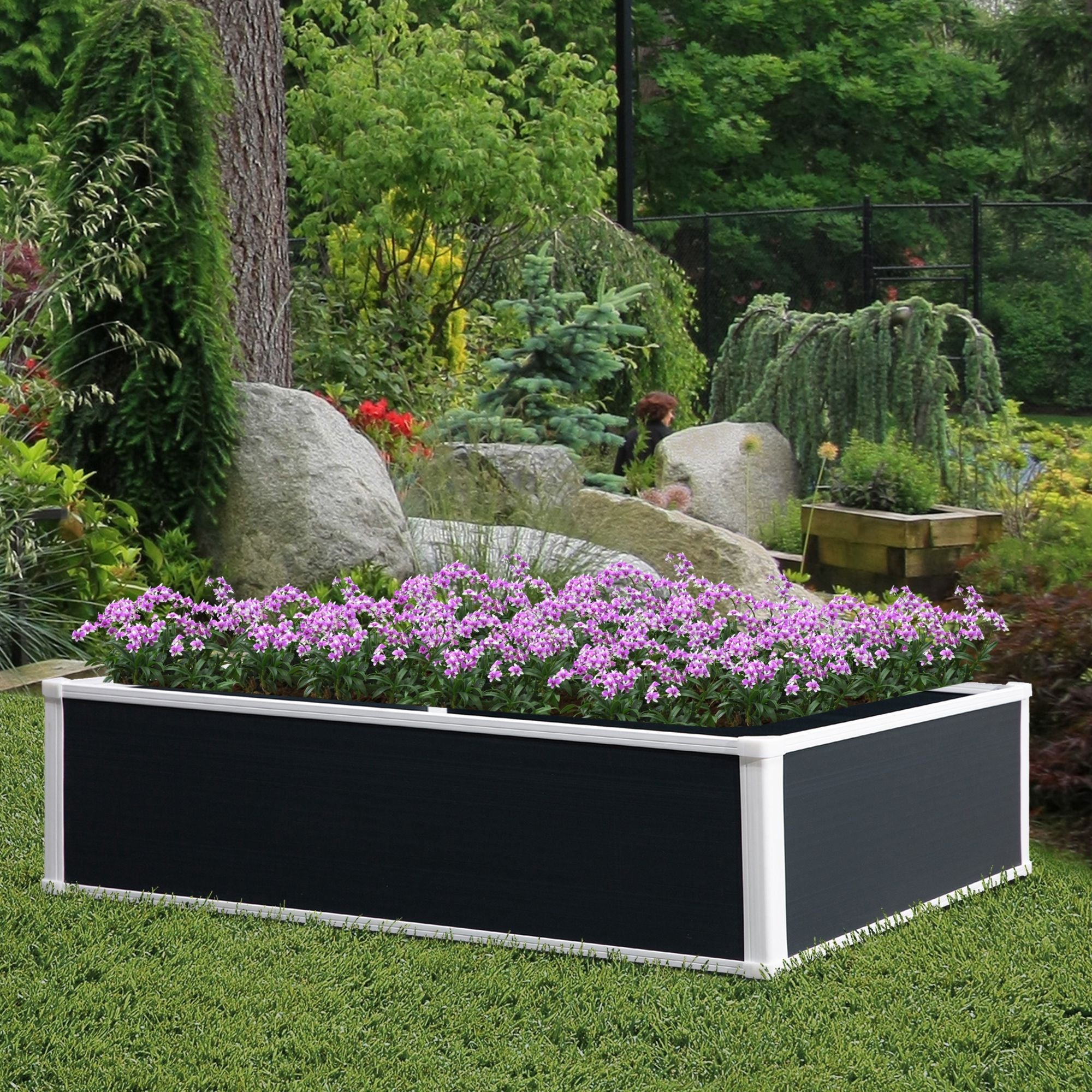 302L Raised Garden Bed, Weather-resistant PP Planter Box Containers for Outdoor Patio Plant Flower Vegetable, 120 x 90 x 30 cm