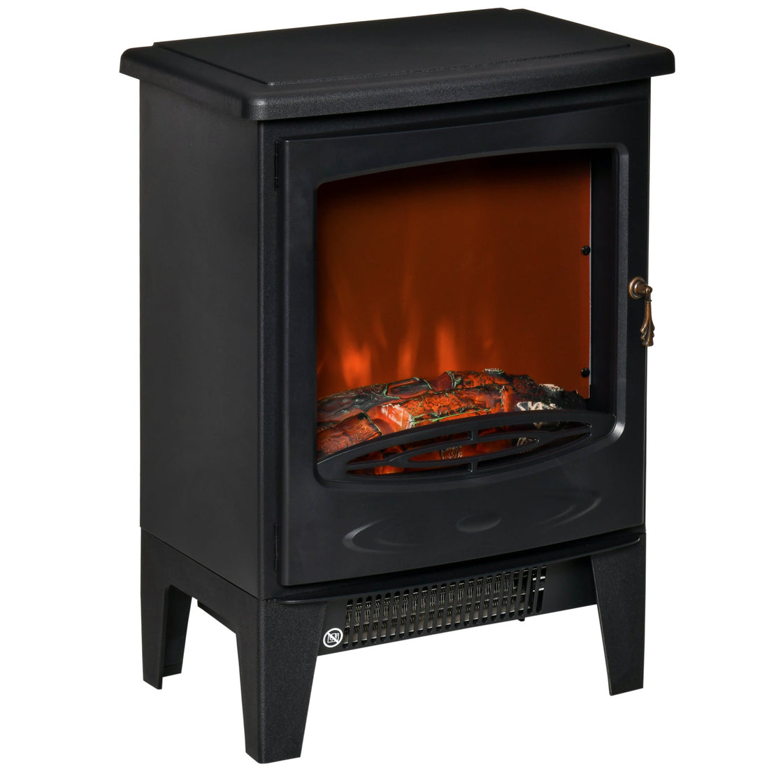 Electric Fireplace Stove, Free standing Fireplace Heater with Realistic LED Flame Effect, Overheat Safety Protection, 900W/1800W, Black