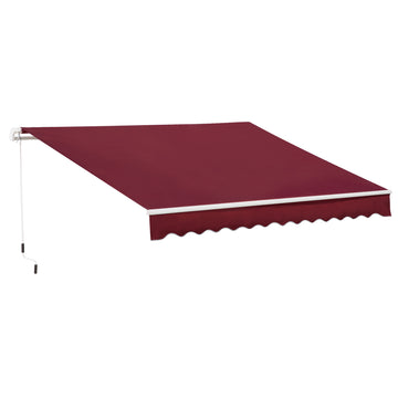 4x2.5m Manual Awning Window Door Sun Weather Shade w/ Handle Red