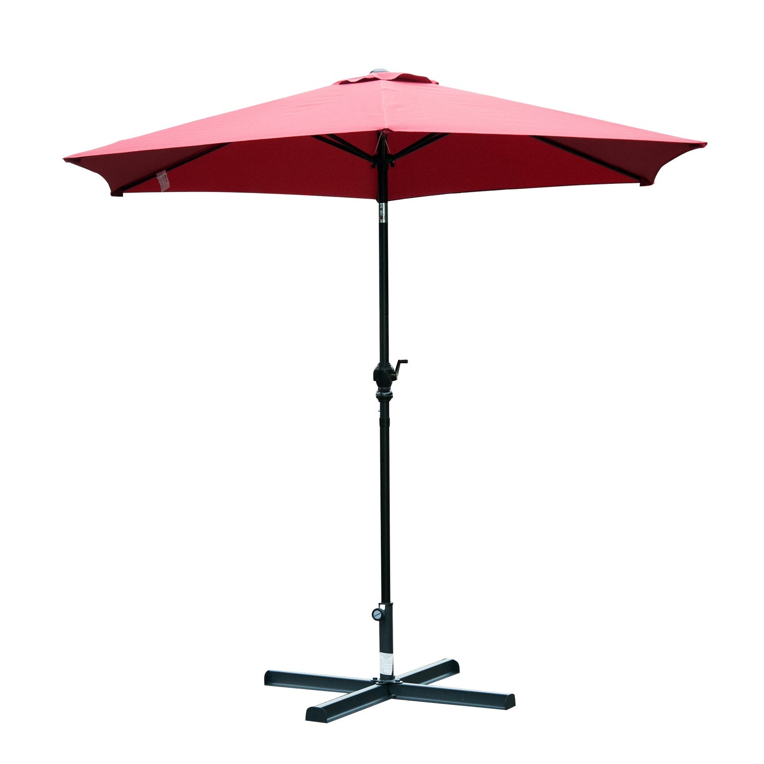 2.6M Garden Parasol Umbrella with Tilt and Crank, Outdoor Sun Parasol Sunshade Shelter with Aluminium Frame, Wine Red
