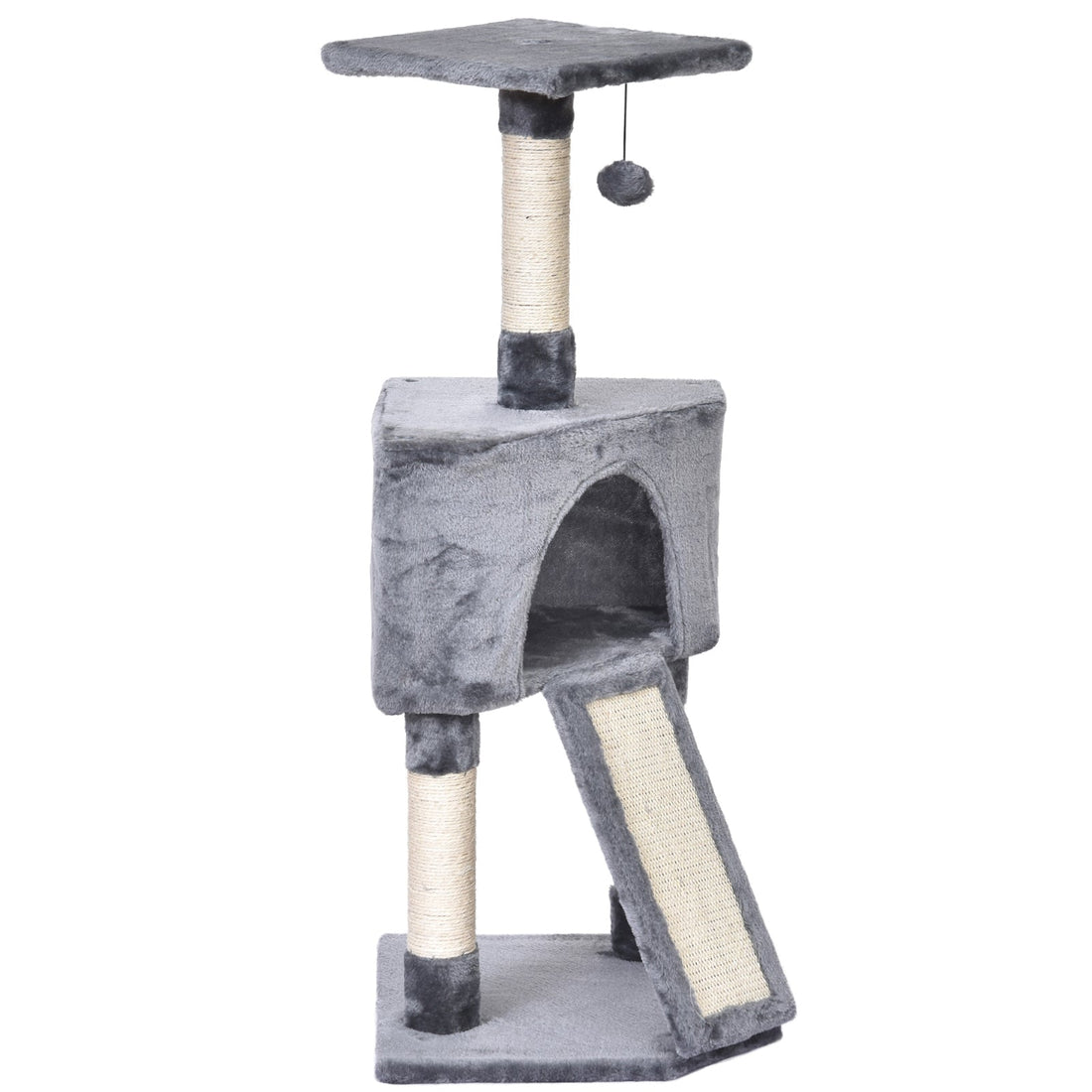 Corner Cat Tree for Indoor Cats, Kitten Tower with Scratching Post House Ladder Toy - Grey