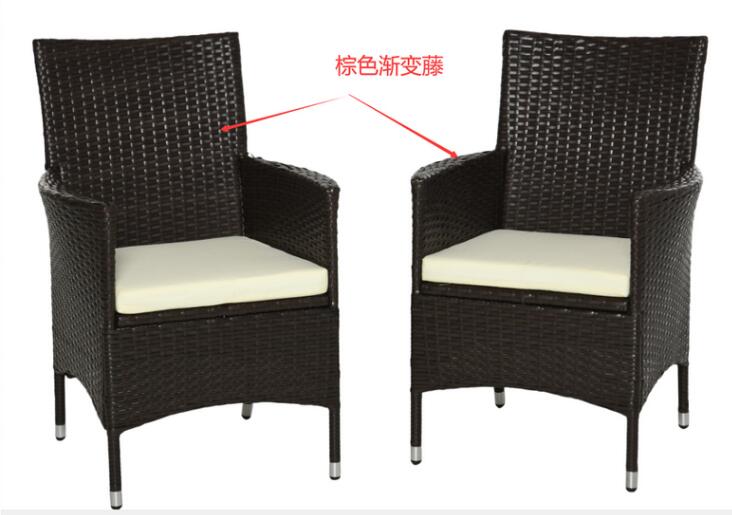 2 PC Outdoor Rattan Armchair Dining Chair Garden Patio Furniture w/ Armrests Cushions Mixed Brown