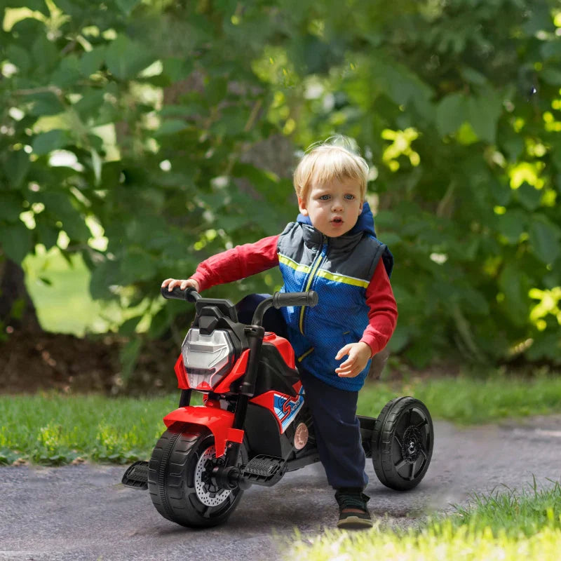 Motorcycle Design, 3 in 1 Toddler Trike, Sliding Car, Balance Bike with Headlight, Music, Horn, Red