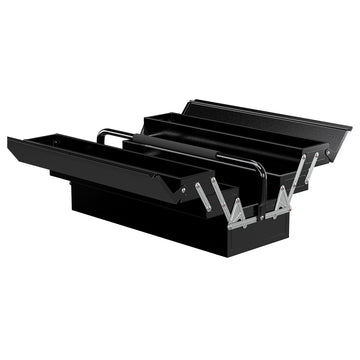 3 Tier Metal Toolbox, 5 Tray Professional Portable Tool Box with Carry Handle for Workshop, 56cmx20cmx34cm, Black