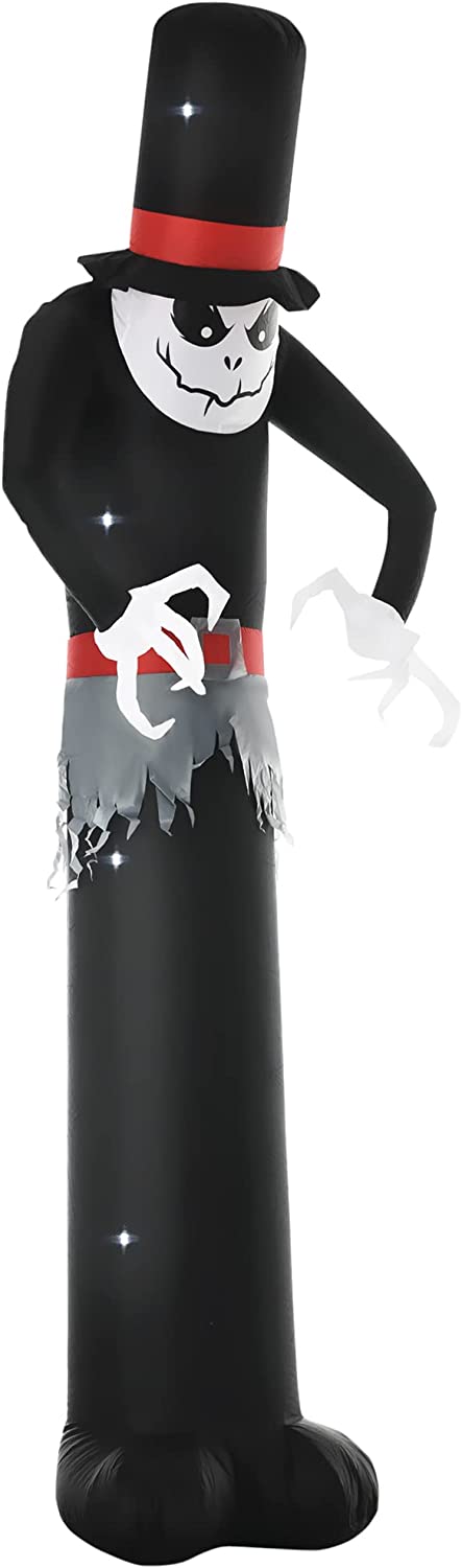 Giant 10ft Halloween Inflatables Tall Ghost with Hat, Build-in LEDs Blow Up Scary Outdoor Decorations, for Party Yard Garden Lawn Decoration