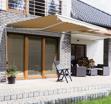 Manual Retractable Awning, 3x2.5 m-Ivory White