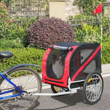 Bicycle Pet Trailer in Steel Frame-Red/Black