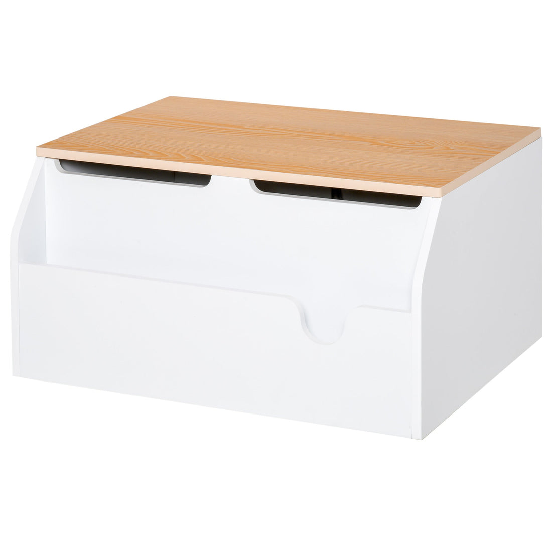 Wooden Kids Toy Box Children Storage Chest Organiser Book Slot Safety Hinge Playroom Furniture White