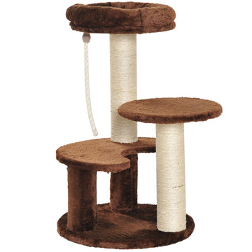 65cm Cat Tree, Cat Tower for Kittens, Small Cat Condo with Sisal Scratching Posts, Hanging Rope, Perches - Brown