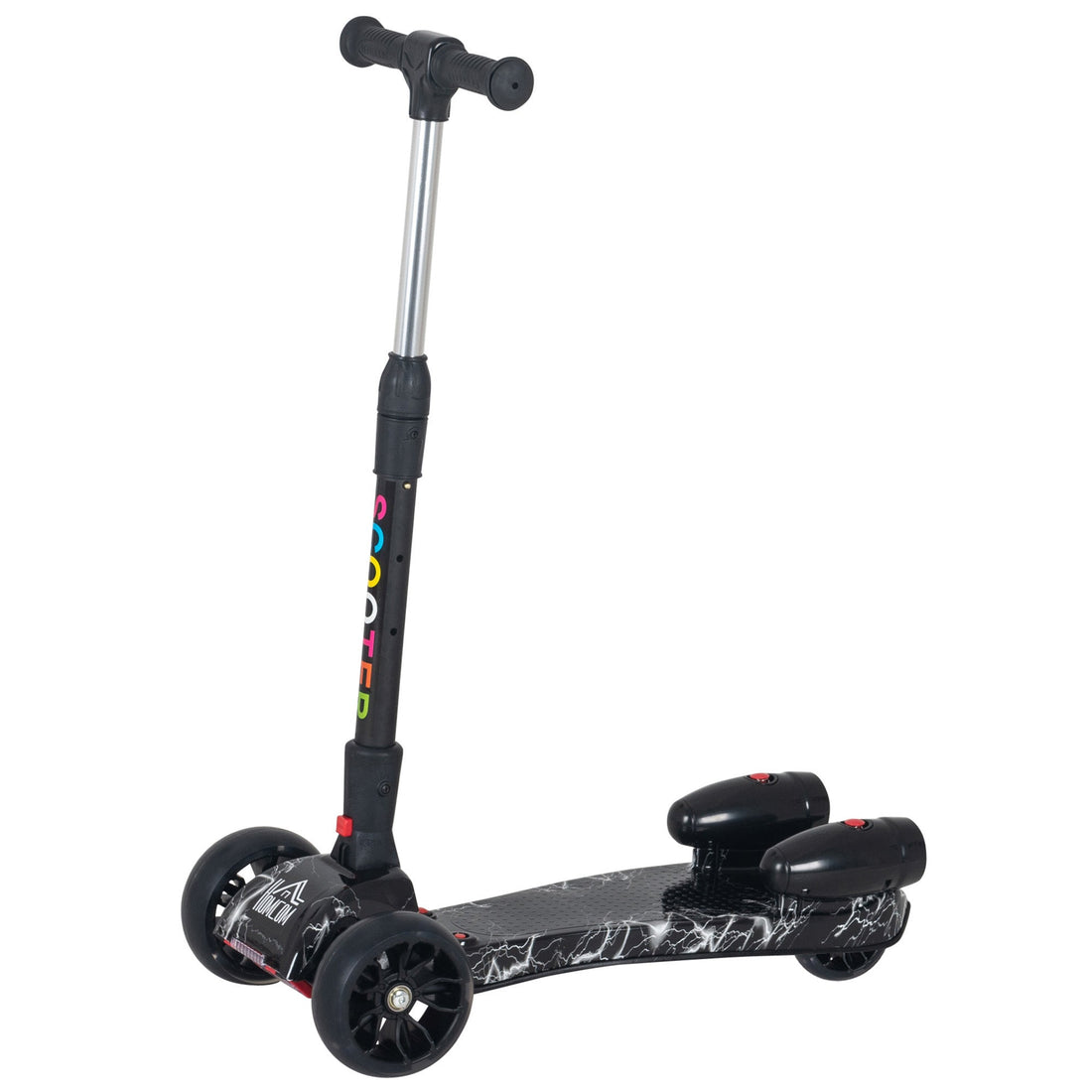 Kids 3 Wheel Plastic Scooter Adjustable Height w/ Engine-Look Water Spray Black