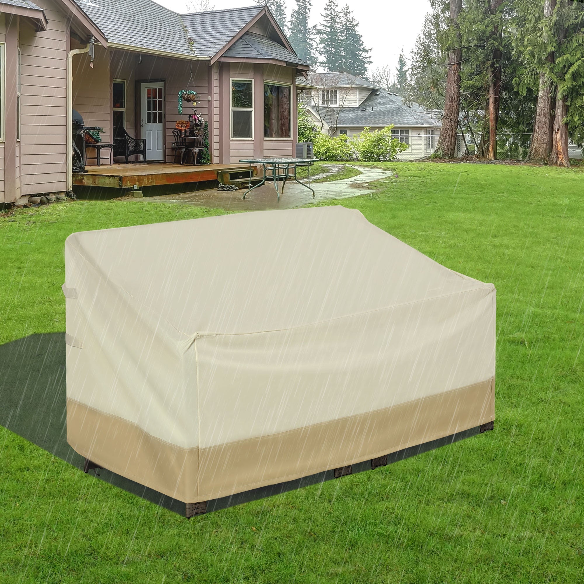 600D Oxford Cloth Furniture Cover 3 Seat Rattan Chair Protector Large Garden Patio Outdoor Waterproof L152 x W87 x H58-79cm