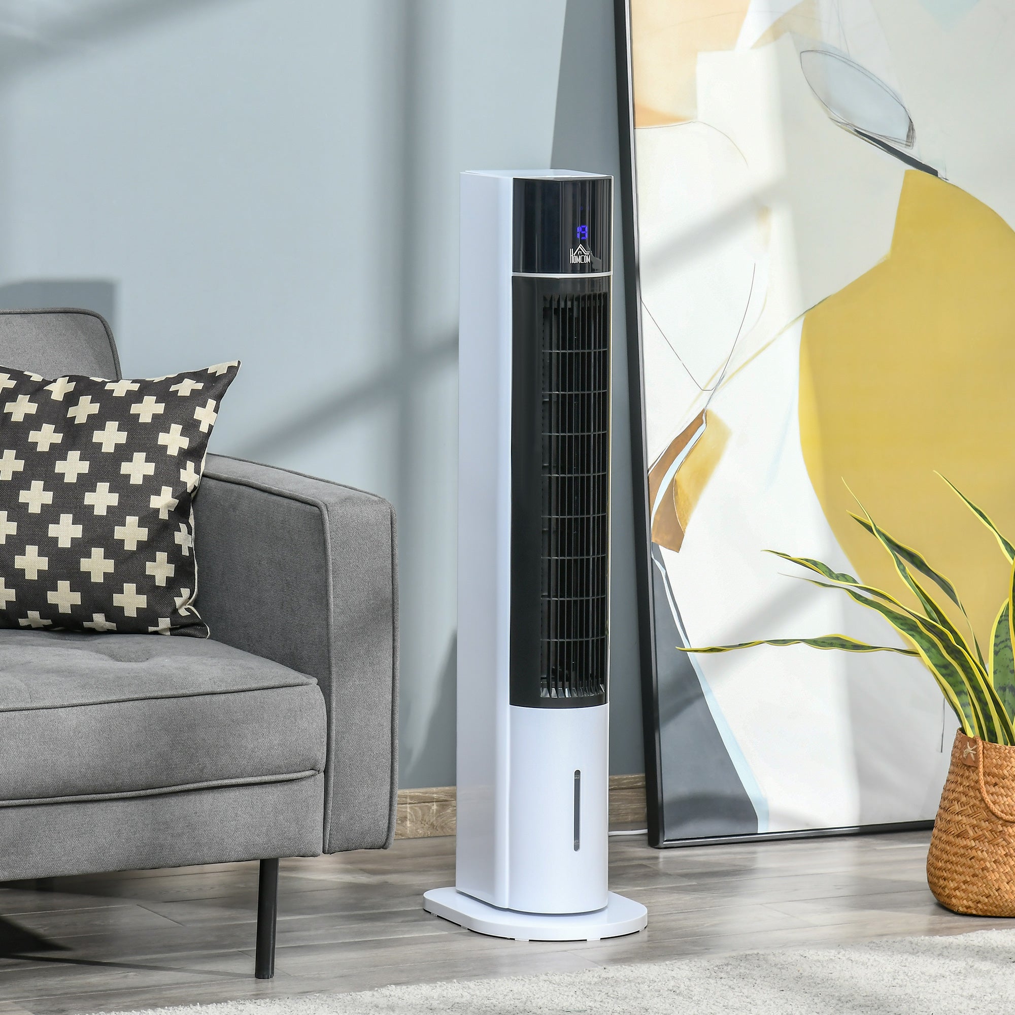Portable Air Cooler, 3L Tank Evaporative Ice Cooling Tower Fan with 3 Modes, 3 Speeds, Remote, Timer, 60° Oscillating, Portable Swamp Cooler for Home Bedroom, White