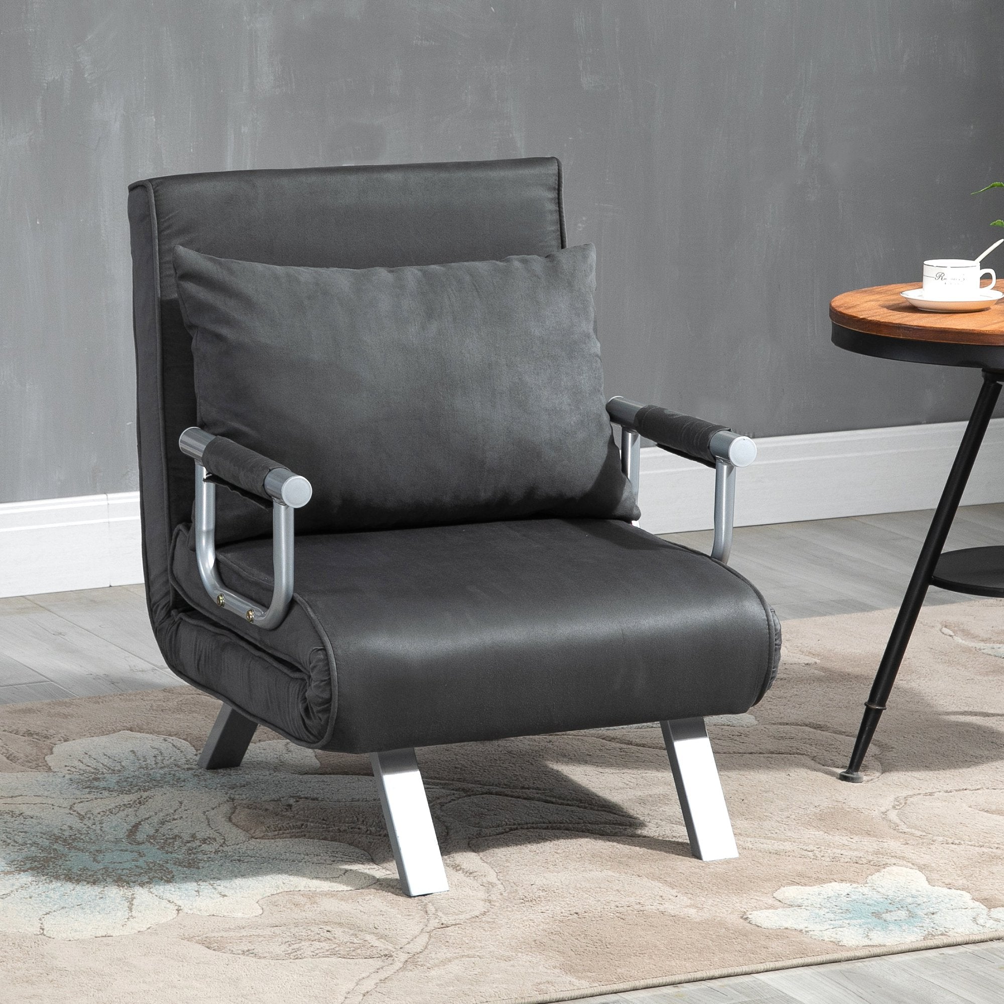 4-in-1 Faux Suede Chair Bed - Grey