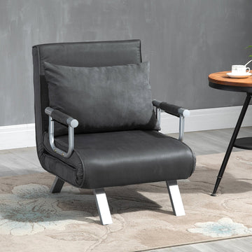 4-in-1 Faux Suede Chair Bed - Grey