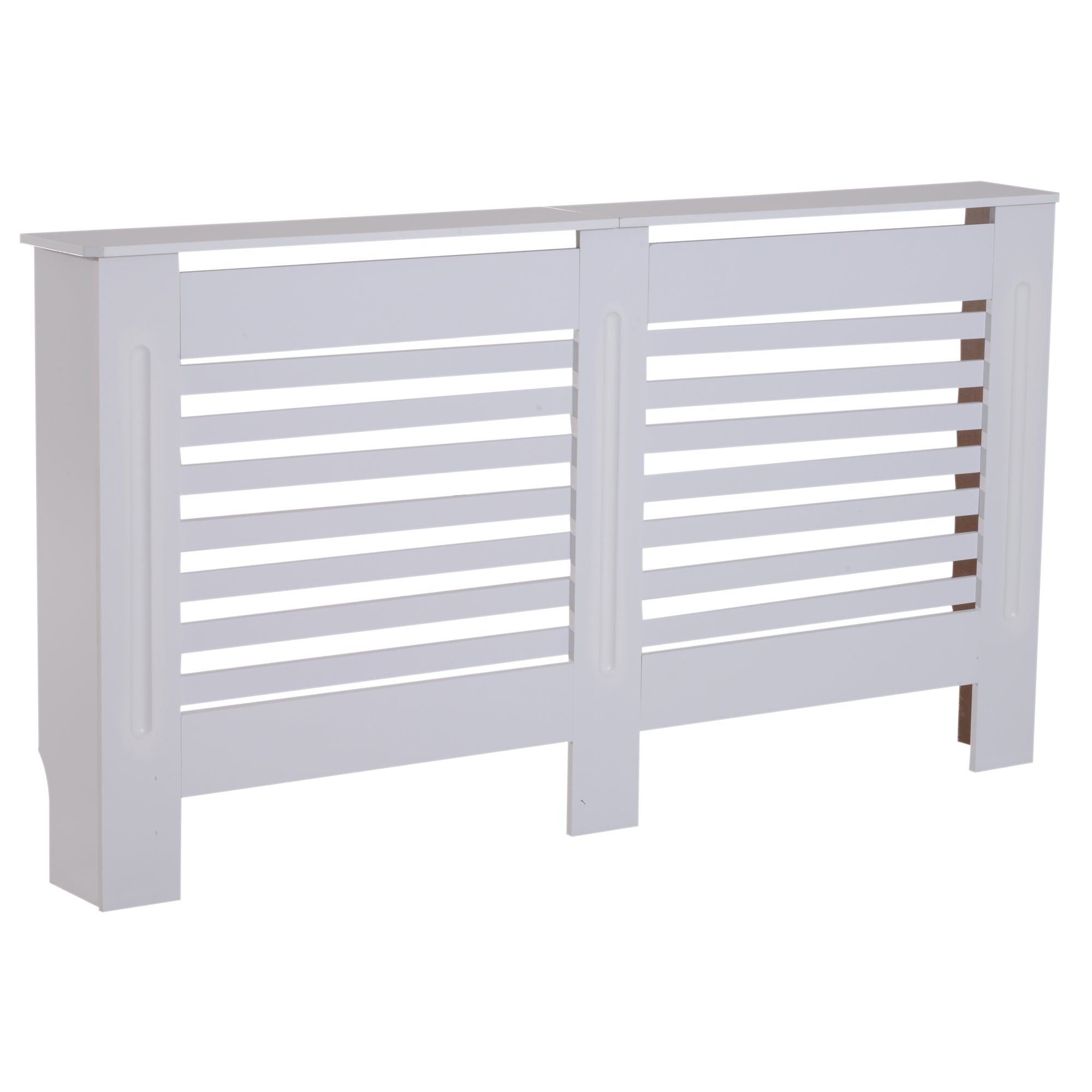 Radiator Cover, Modern MDF White Painted Cabinet with Horizontal Slats for Living Room, Bedroom, 172L x 19W x 81H cm