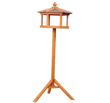 Wooden Bird Table Free Standing Feeder Garden Sheltered Feeding Station Parrot Stand Birdhouse Φ40x113cm