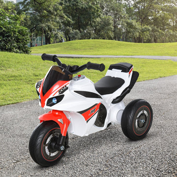 Kids Ride-On Police Bike 3-Wheel Vehicle w/ Music Lights Safe Seat Handlebars Toddler NO POWER Child Learning Fun Development 18-36 Months White