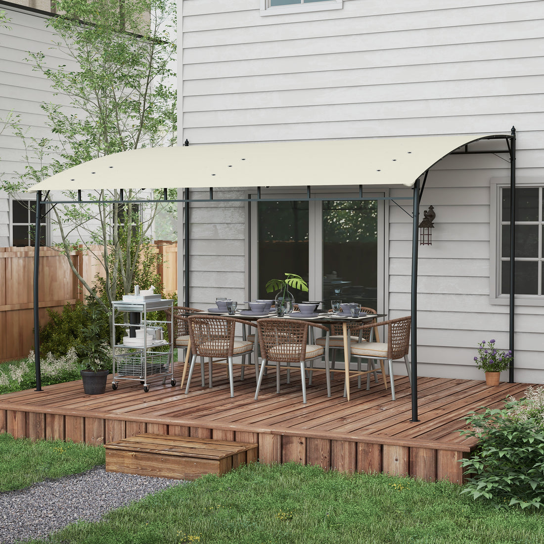 3 x 4m Metal Frame Pergola - Cream