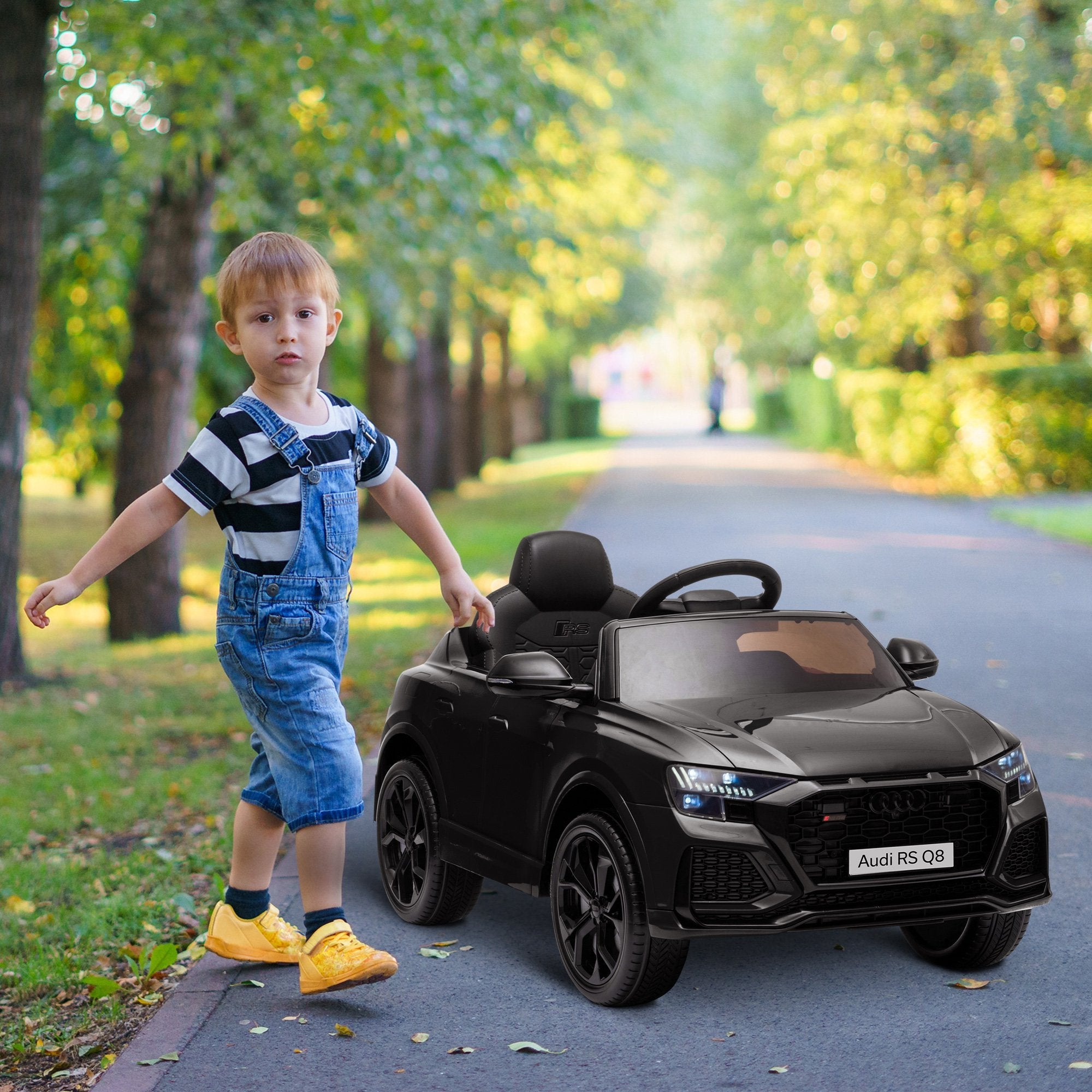 Audi RS Q8 Licensed Electric Car for Kids, 6V Kids' Electric Ride on with Remote Control, 7Ah Big Battery, Lights Bluetooth, Music USB MP3, for 3-5 Years Old, Black