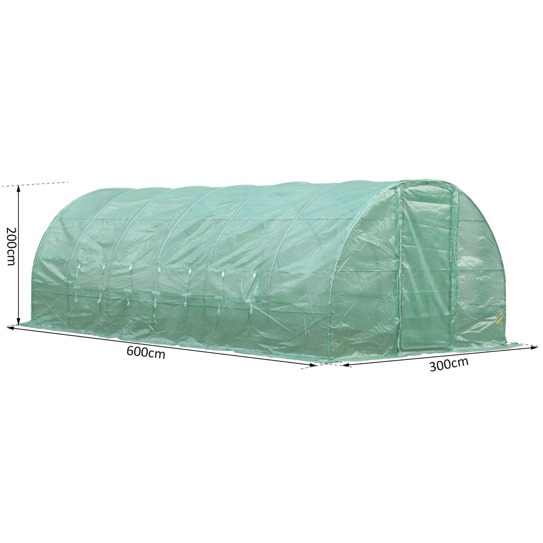 Large Polytunnel Walk In Greenhouse, Plant Gardening Tunnel Green House with Metal Hinged Door, Galvanised Steel Frame & Mesh Windows, Green (3 x 6 m)