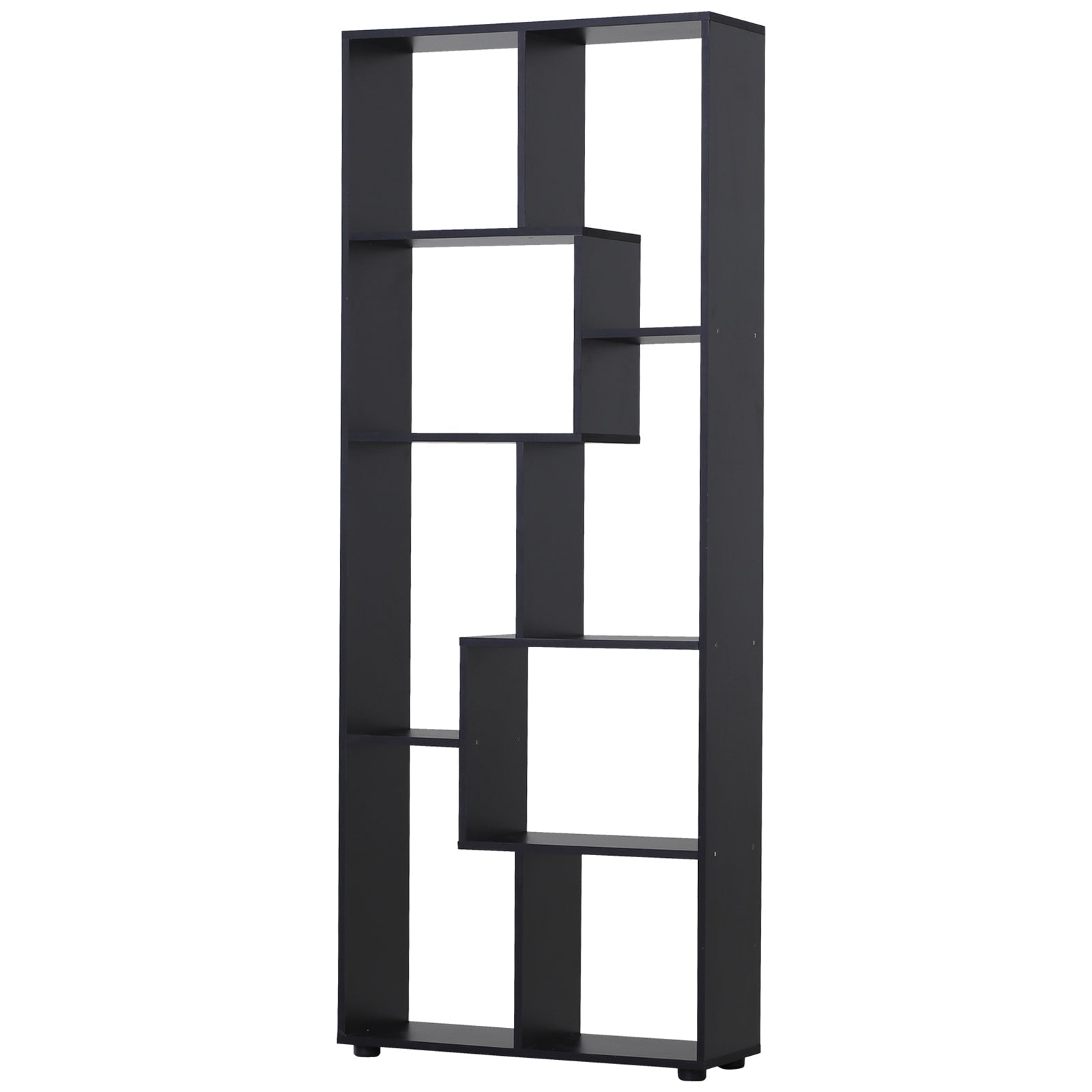 8-Tier Freestanding Bookcase w/ Melamine Surface Anti-Tipping Foot Pads Home Display Storage Grid Stand Bedroom Living Room Furniture Modern Style - Black