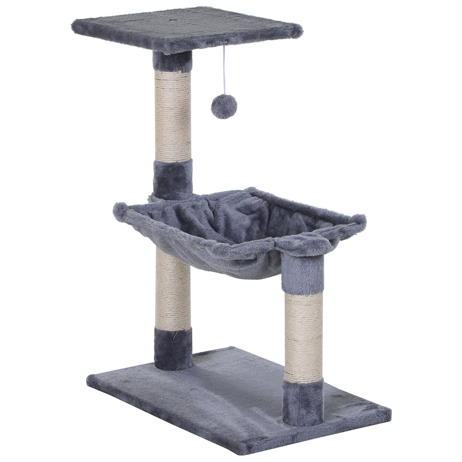 Cat Scratch Post with Bed Cat Tree for Indoor Cats Sisal Scratching Posts Hammock Kitty Activity Centre Grey