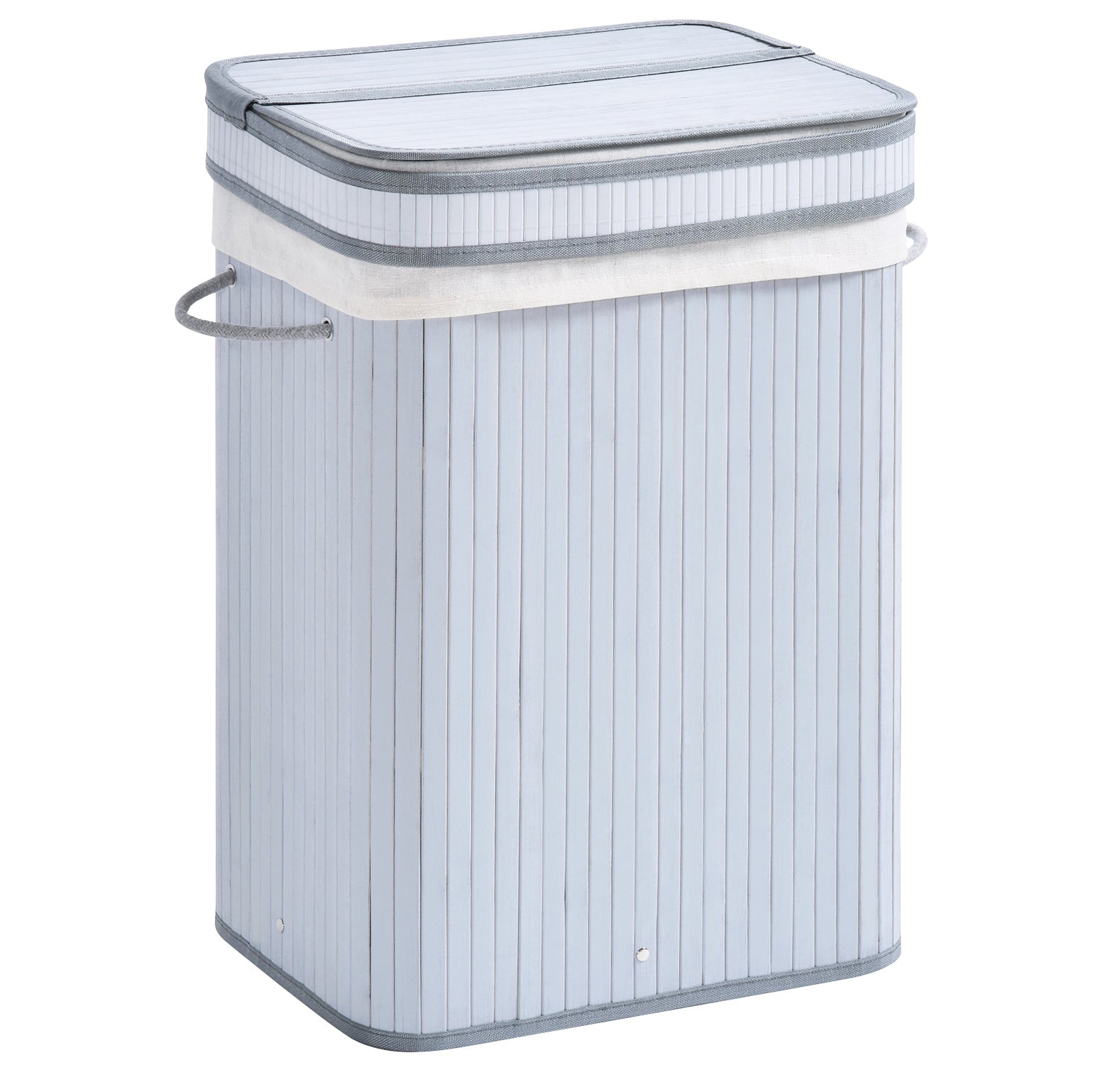 70L Natural Wood Laundry Basket A Compartment w/Flip Lid Removable Lining Handles Board Base Foldable Durable Water-Resistant Dirty Clothes Storage Home Organisation Grey