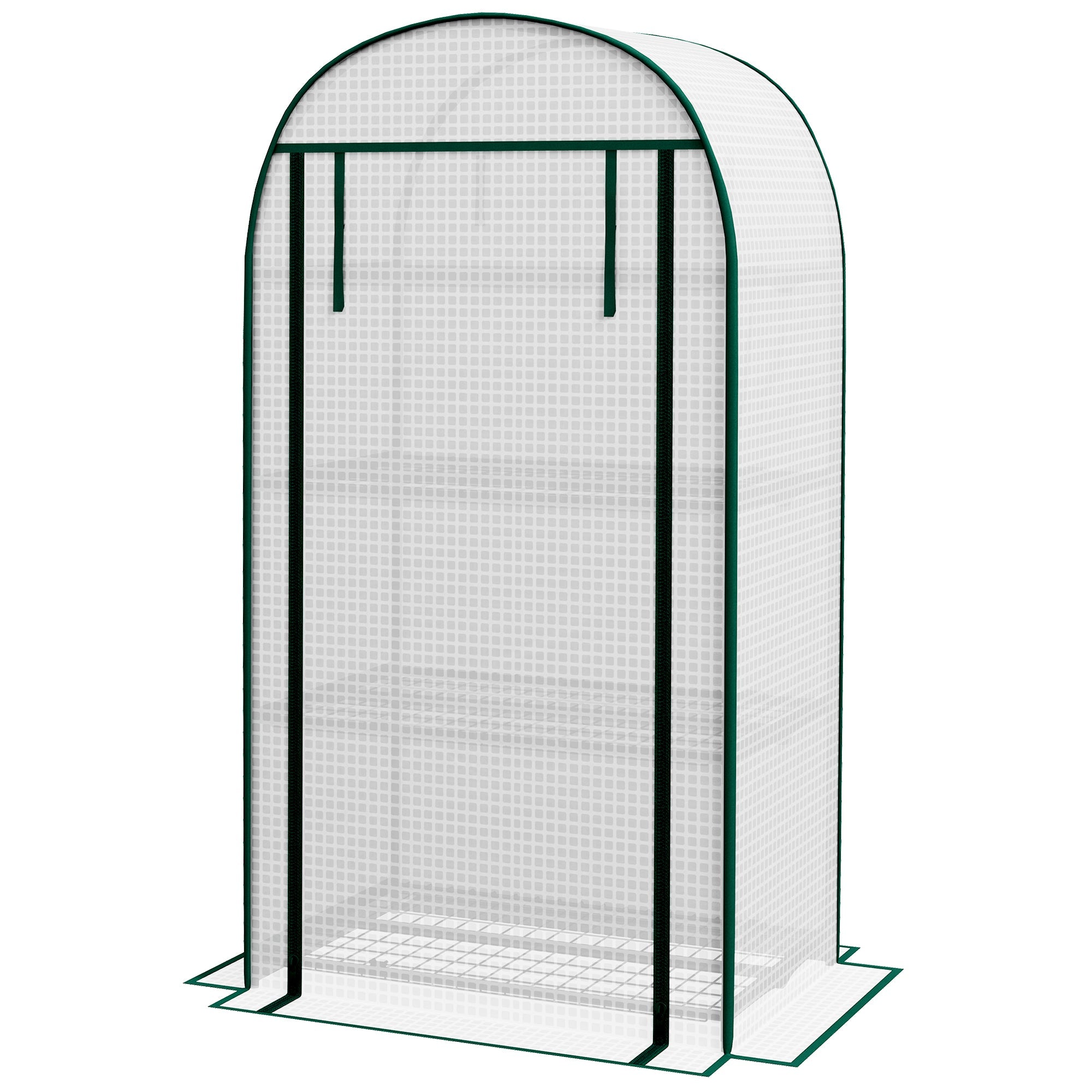 4 Tier Mini Greenhouse for Outdoor, Portable Gardening Plant Green House with Storage Shelf, Roll-Up Zipped Door, Metal Frame and PE Cover, 80 x 49 x 160cm, White