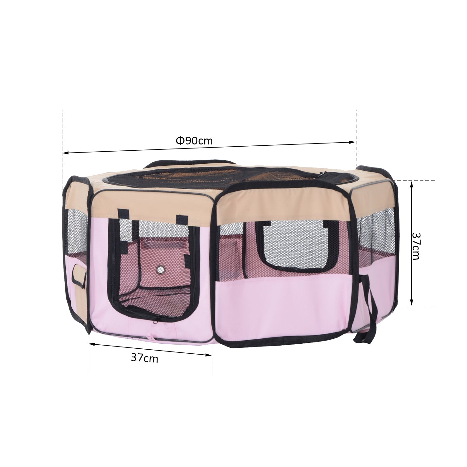 Fabric Pet Whelping Box Dog Cat Puppy Playpen Rabbit Guinea Pig Play Pen in Pink With Carry Bag Small Dia 90 x 41Hcm