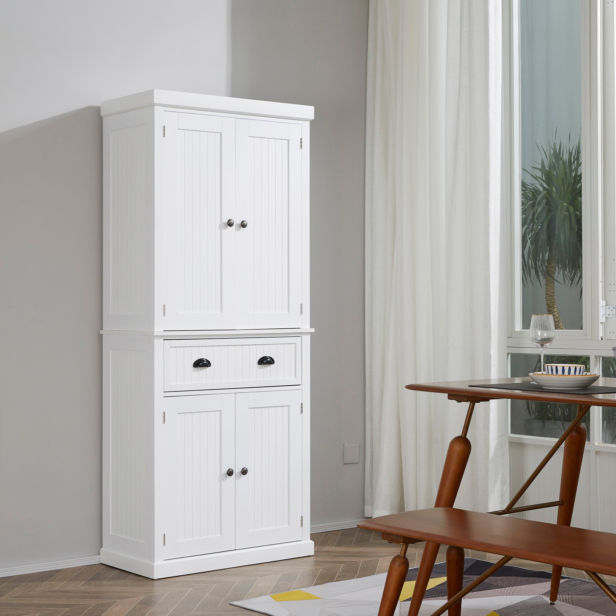 Freestanding Multi-Storage Kitchen Cabinet - White