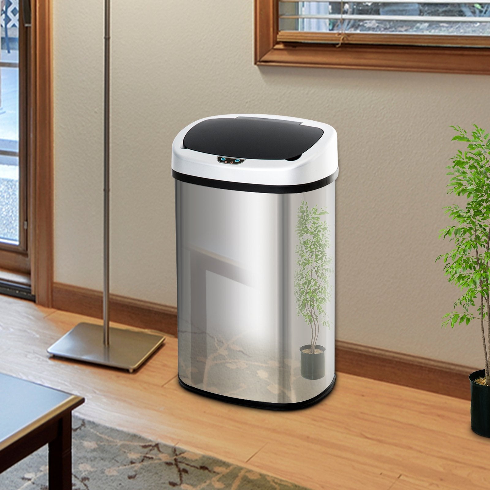 Stainless Steel Kitchen Sensor Dustbin Automatic Touchless Rubbish Garbage Waste Bin 48L Silver