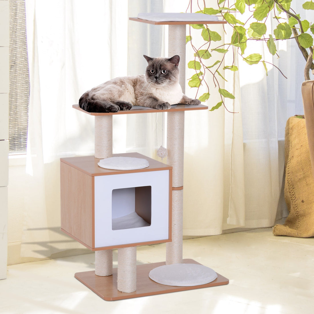 Cat Tree for Indoor Cats Scratching Post Kitten House Condo Activity Center w/ Cushion Hanging Toy Multi-level