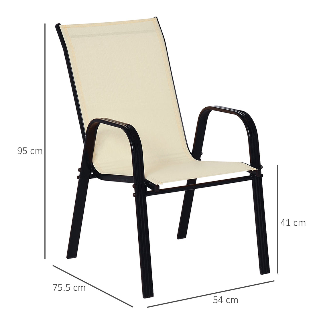 Set of Four Stackable Mesh Seat Chairs - Beige