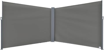 6 x 2m Retractable Sun Side Awning Screen Fence Patio Garden Wall Balcony Screening Panel Outdoor Blind Privacy Divider – Grey