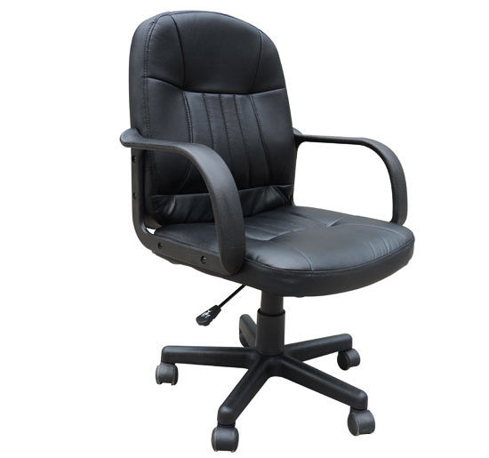 Swivel Executive Office Chair, PU Leather Computer Desk Chair with Adjustable Height, Wheels, Black