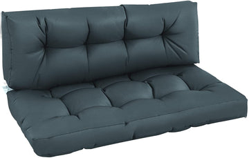 2Pcs Garden Tufted Pallet Cushion Seat Pad Back Cushion Patio for Indoor Outdoor Use, Dark Grey