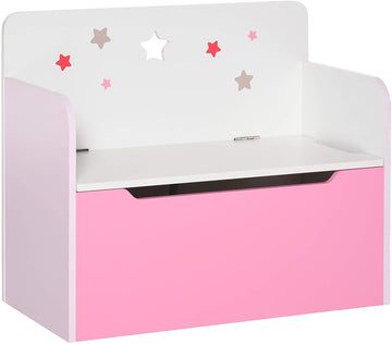 Kids Wooden Toy Box Children Storage Chest Bench Organiser Safety Hinge Bedroom Playroom Furniture Pink
