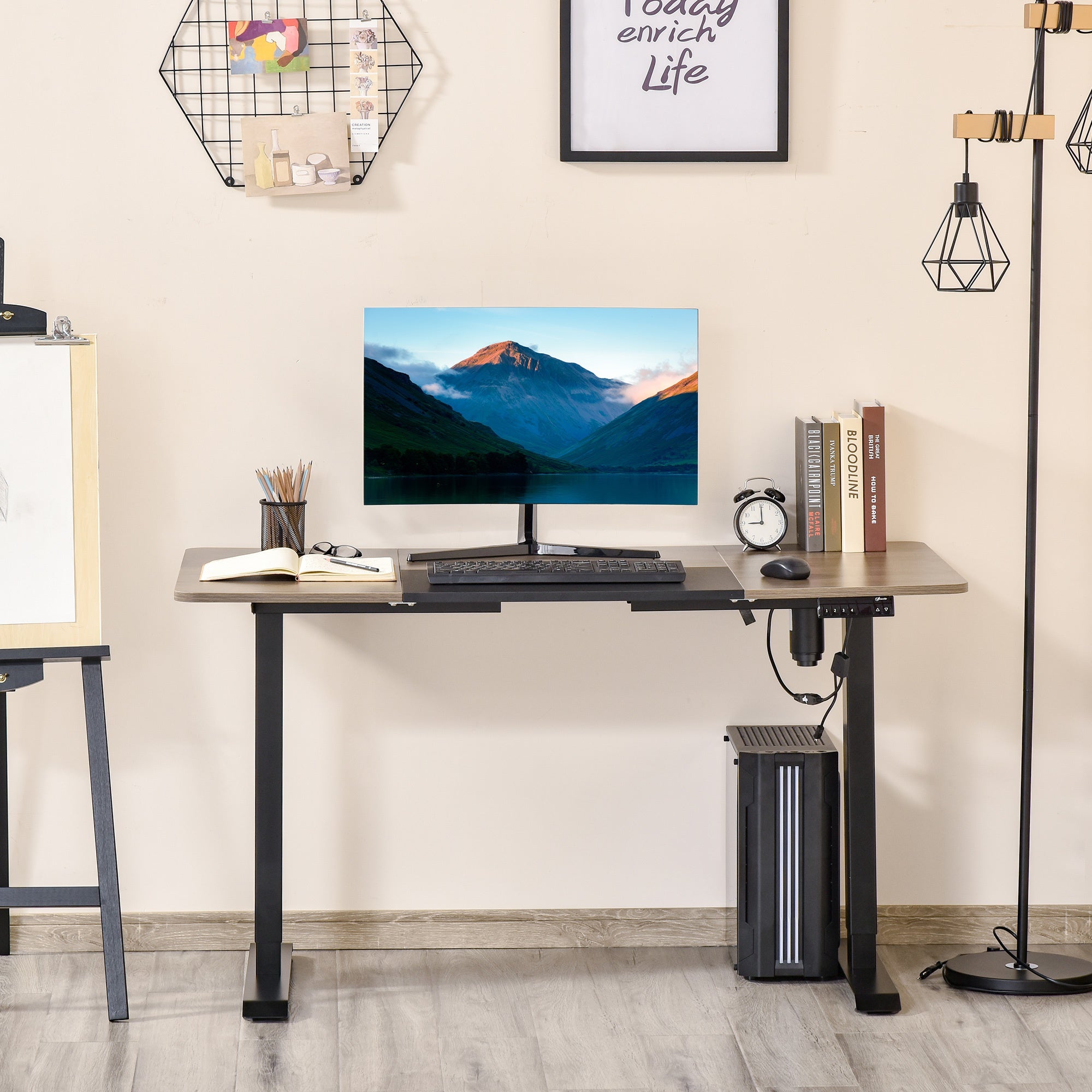 72-116cm Adjustable Electric Standing Desk, with LED Display - Black