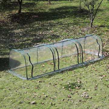 Mini Greenhouse, Small Polytunnel Green House with Zipped Doors, Steel Frame for Garden Patio, 300 x 100 x 80cm, Clear