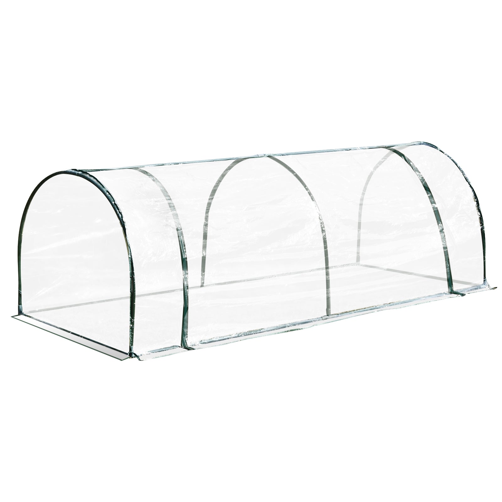 Mini Greenhouse, Small Polytunnel Green House with Zipped Doors, Steel Frame for Garden Patio, 250 x 100 x 80cm, Clear