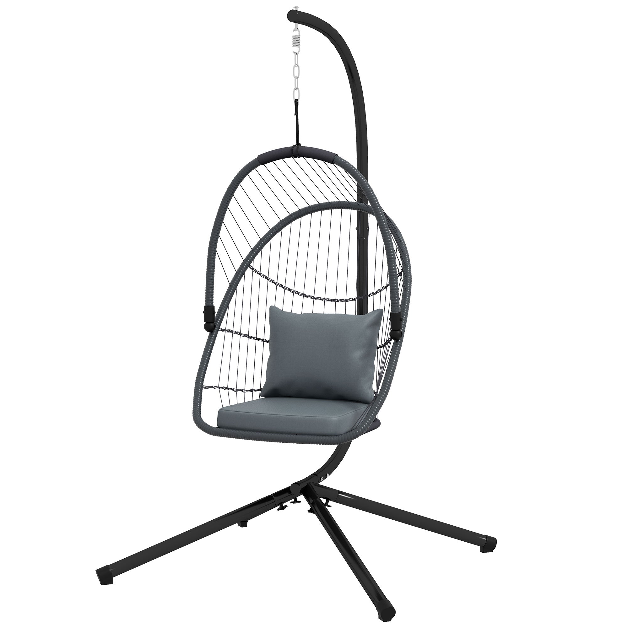 Single Egg Chair, with Steel Frame Stand - Grey