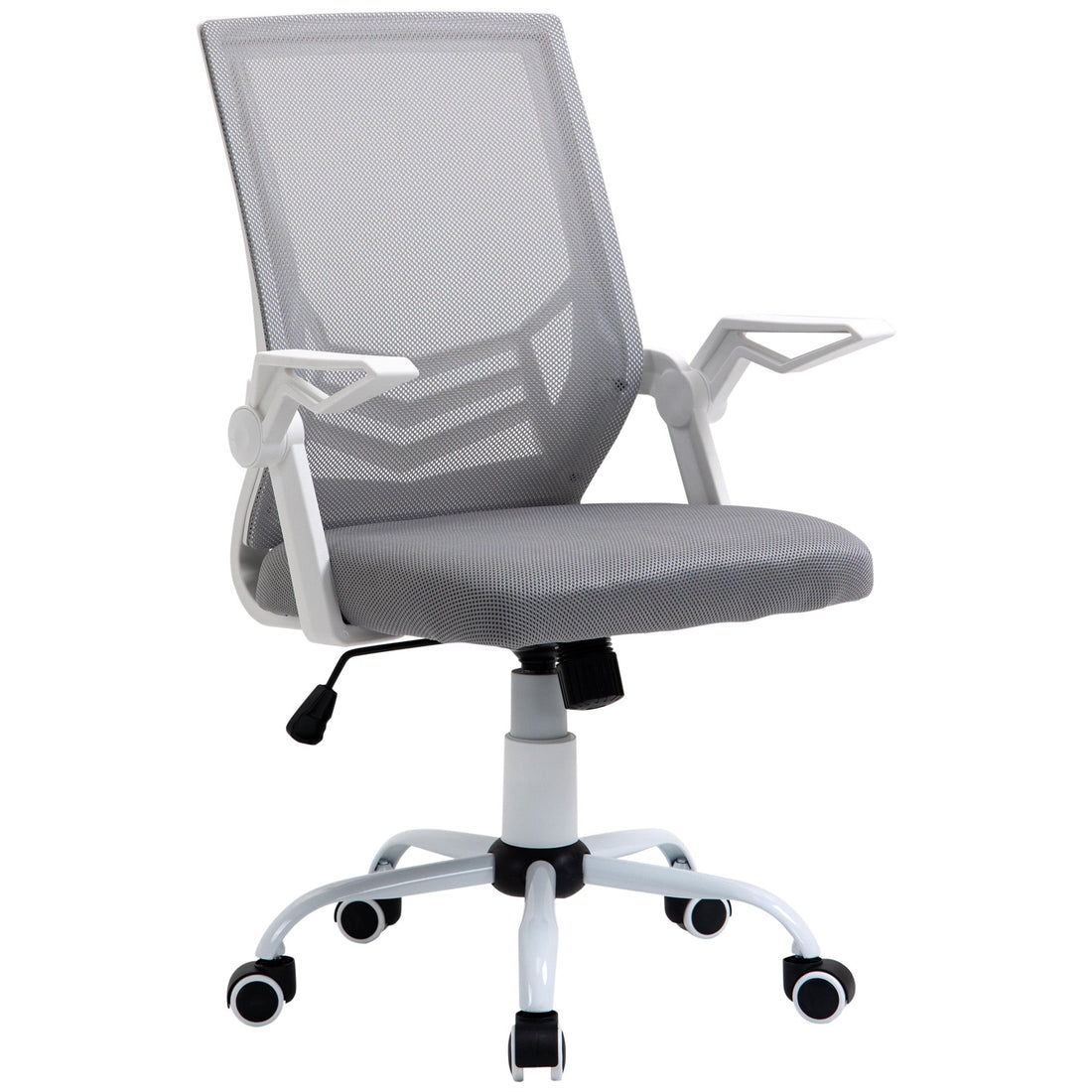 Office Chair, Ergonomic Desk Chair, Executive Computer Chair with 90° Flip-up Armrest and Lumbar Support, Adjustable Height for Home/Office, Grey
