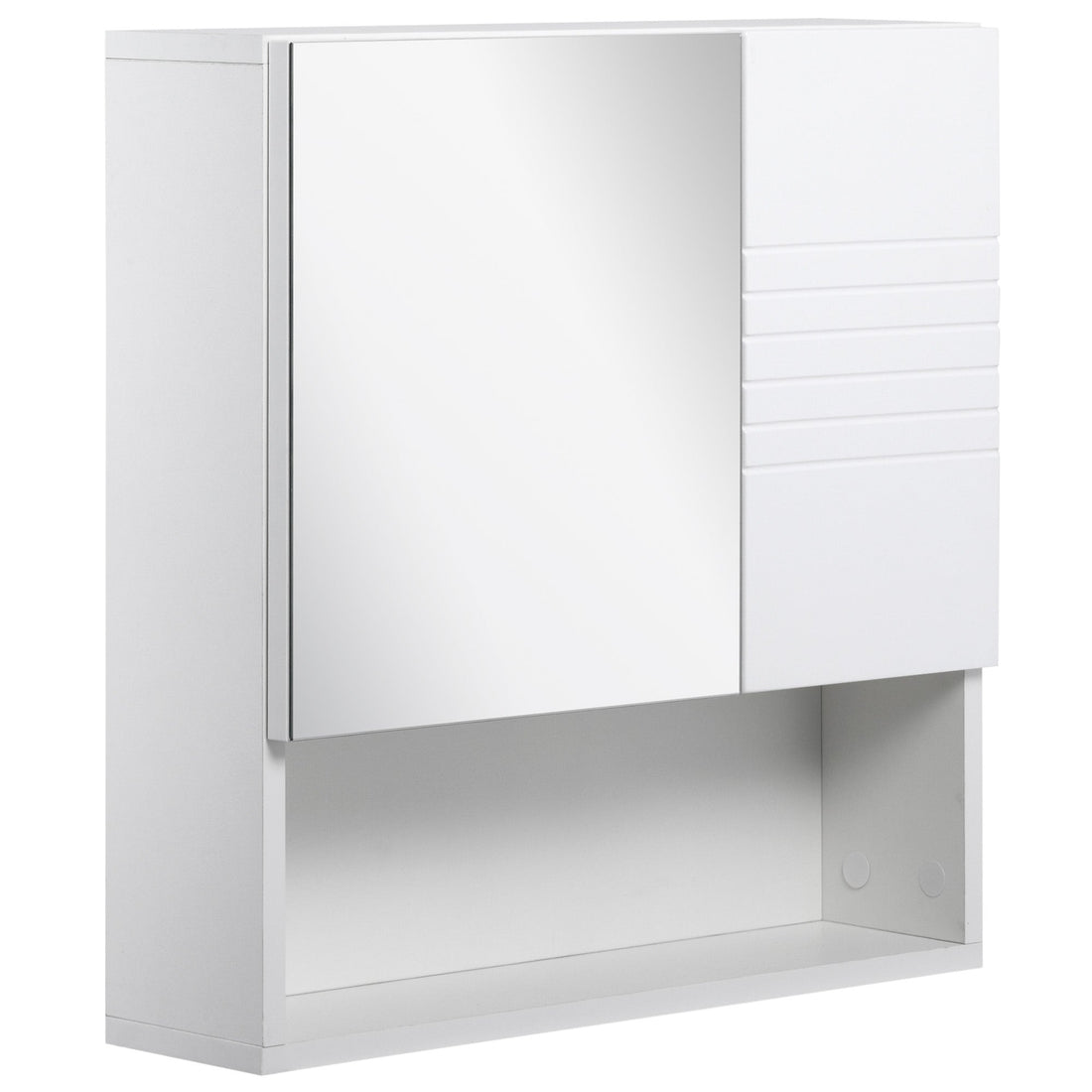 Bathroom Mirror Cabinet Wall-Mounted Storage w/ Double Door Adjustable Shelf - White