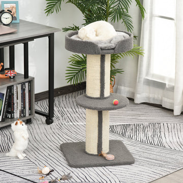 91cm Cat Tower Scratching Posts Cat Tree for Indoor Cats Kitten Activity Centre Grey