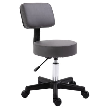 Beautician's Swivel Salon Chair w/ Padded Seat Back 5 Wheels Adjustable Height Salon Hairdressers Tattoo Spa Rolling Cushion Professional 35cm Grey