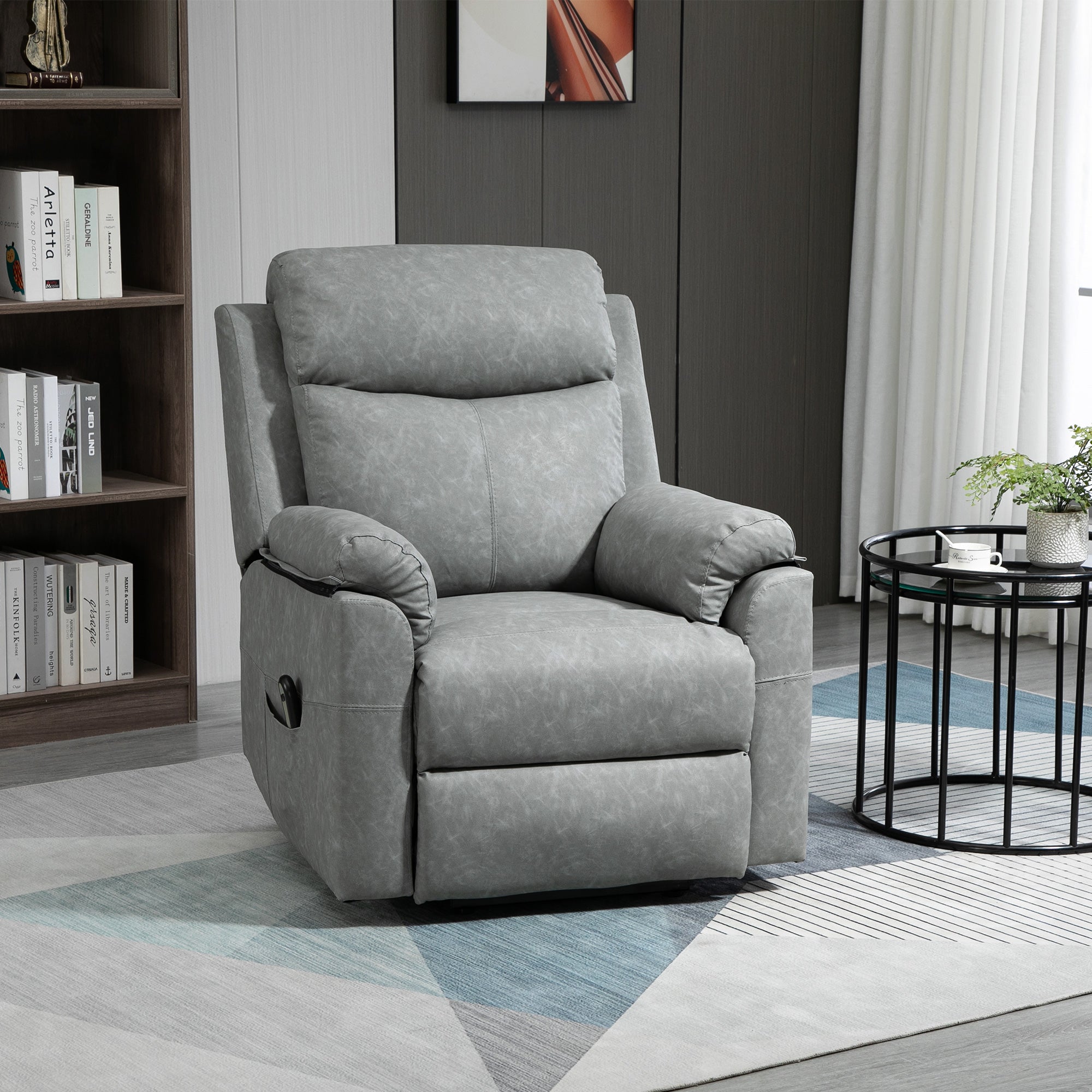 Faux Leather 70° Electric Riser Recliner Chair - Grey