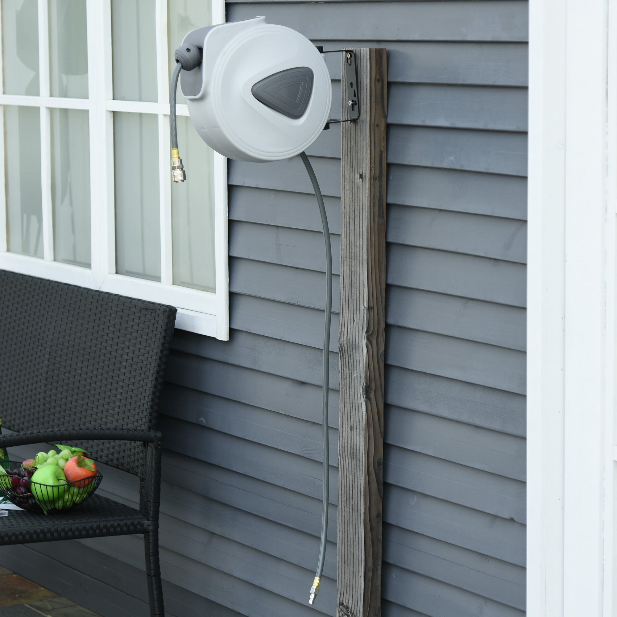 Retractable Air Hose Reel 10m+ 90cm Hose Diameter 3/ 8" 9.5mm, Hose Connector 1/ 4" BSP, Wall Mount Auto Rewind Hose- Reel
