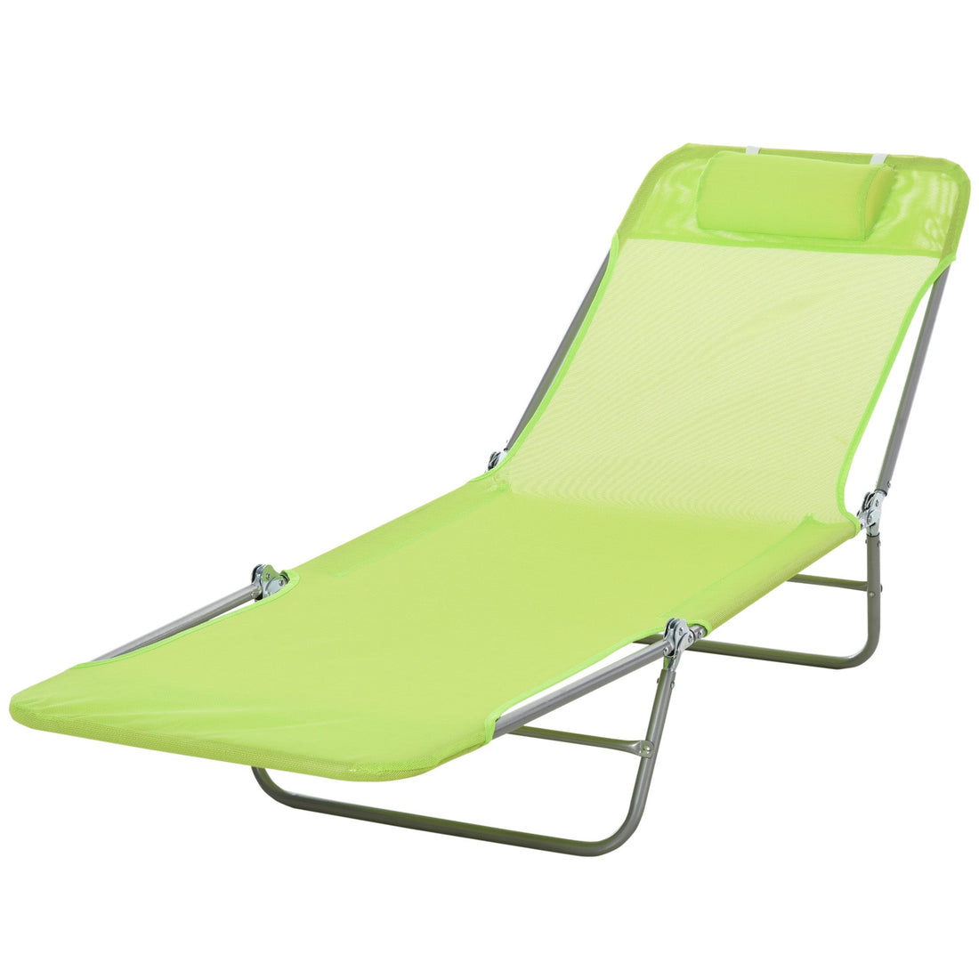 Single Folding Sun Lounger - Green